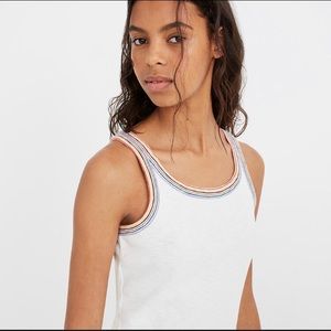 Madewell rainbow trim tank top off white Size M BUNDLE 4/$20!💙